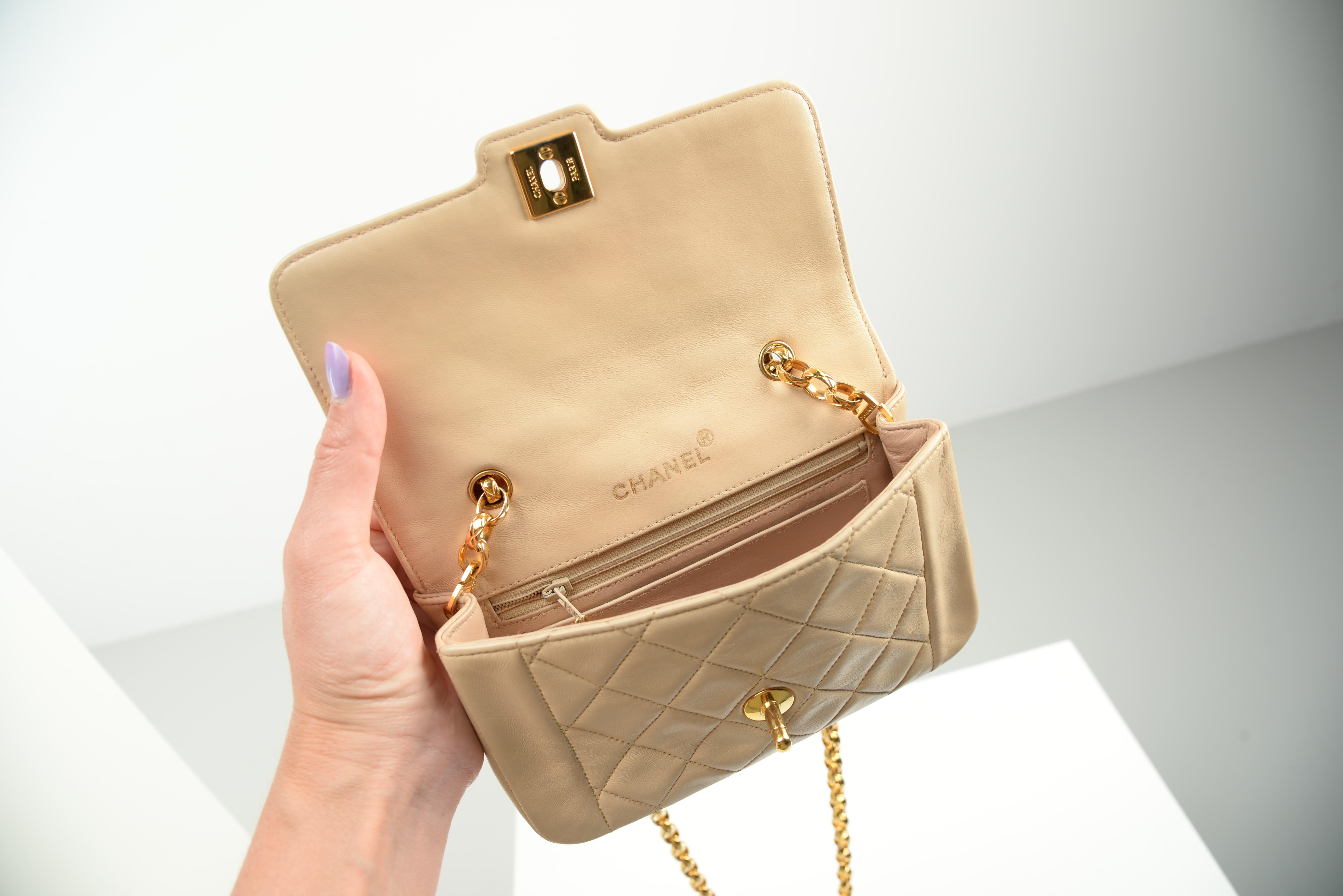 Chanel Mini Diana Quilted Lambskin Beige Bijoux Chain 7