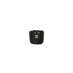Chanel Mini Drawstring Bag Calfskin Pearl with Gold Metal Black