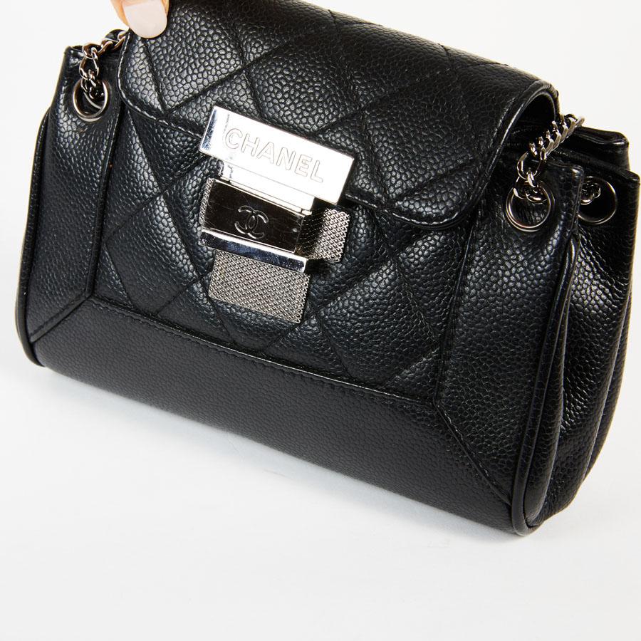 CHANEL Mini Flap Bag in Black Caviar Leather 4
