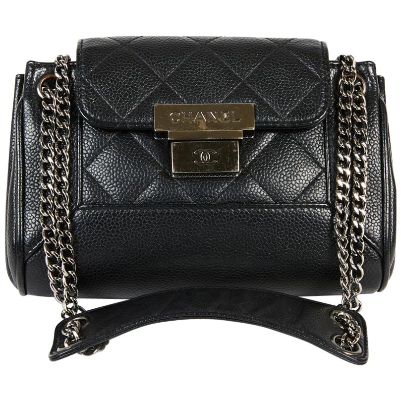 CHANEL Mini Flap Bag in Black Caviar Leather