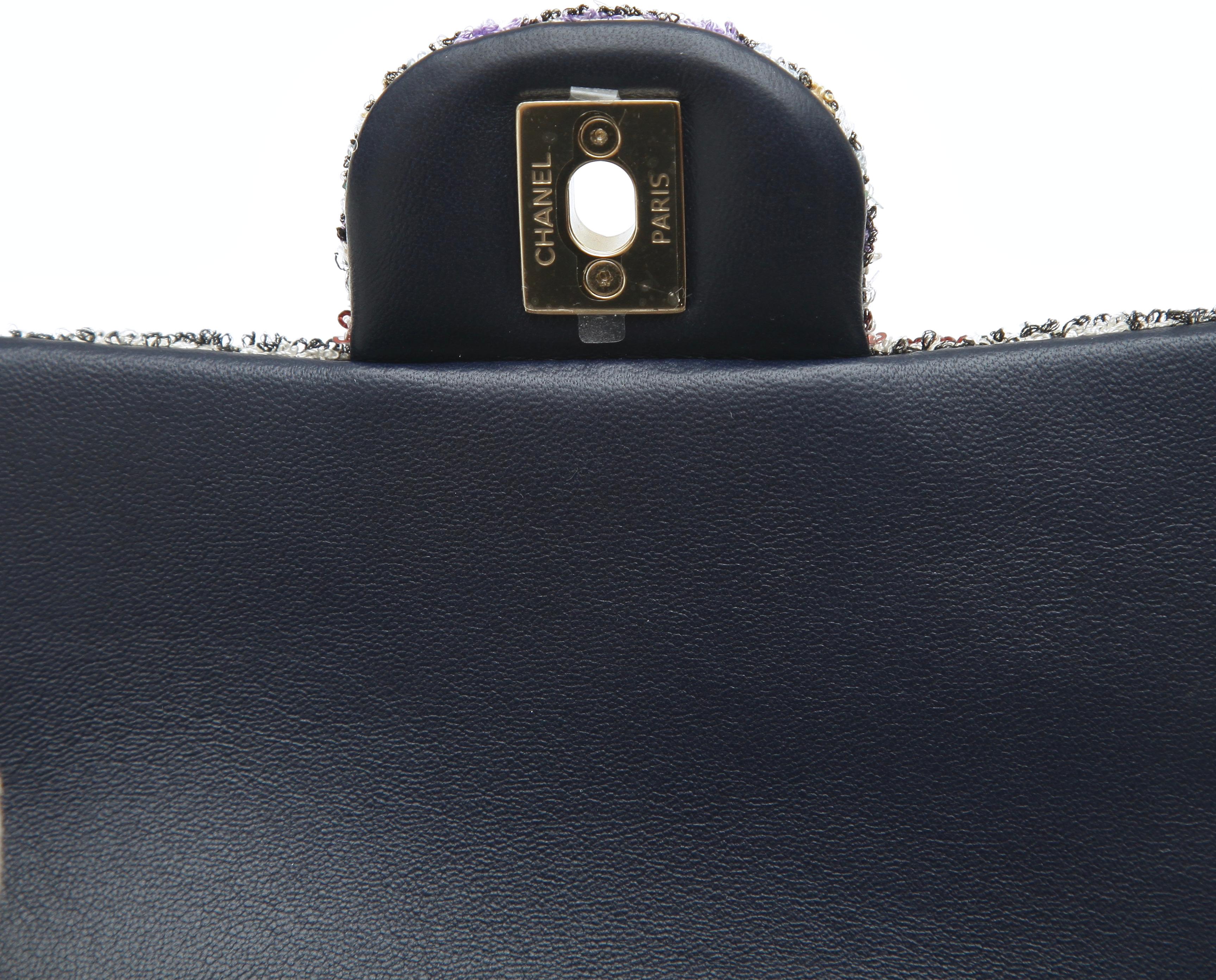 CHANEL Mini Flap Bag Sequins Leather Mixed Fibers Gold HW Classic Dress 23C NWT 1
