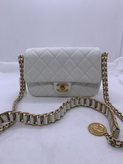 Chanel Mini Flap Bag with Handle Caviar Leather Gold Chain Crossbody Italy
