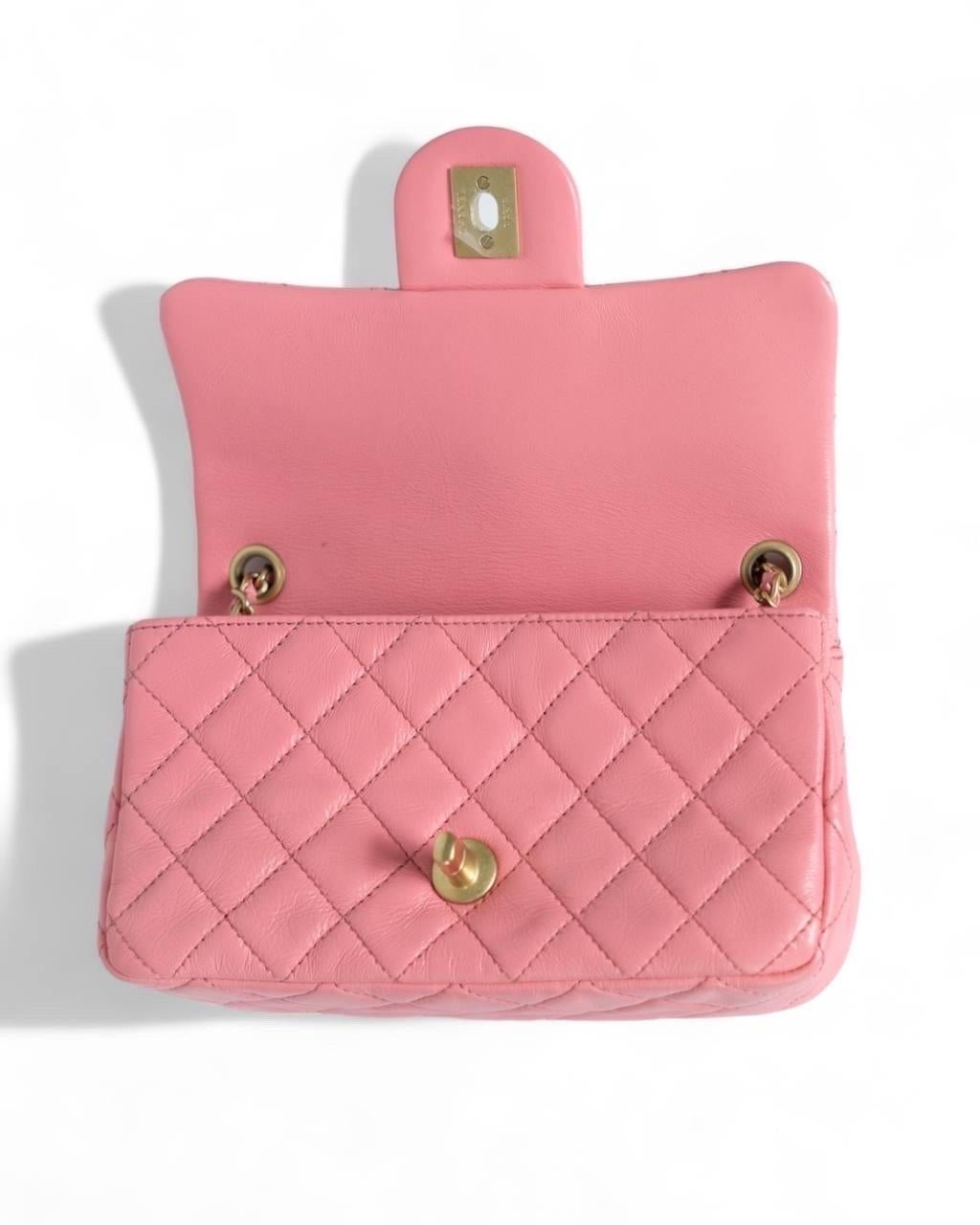 Chanel Mini Flap Pearl Crush Pelle Rosa Borsa a Tracolla For Sale 7