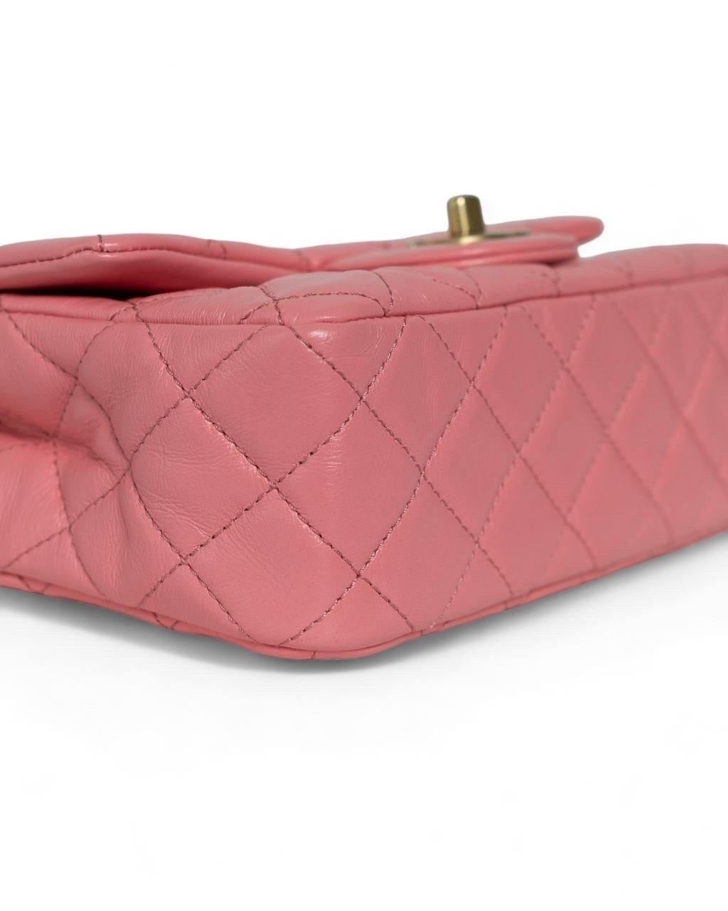 Chanel Mini Flap Pearl Crush Pelle Rosa Borsa a Tracolla For Sale 8