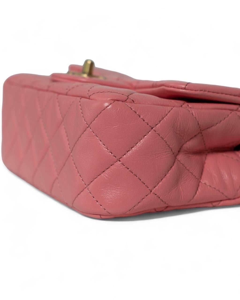 Chanel Mini Flap Pearl Crush Pelle Rosa Borsa a Tracolla For Sale 9