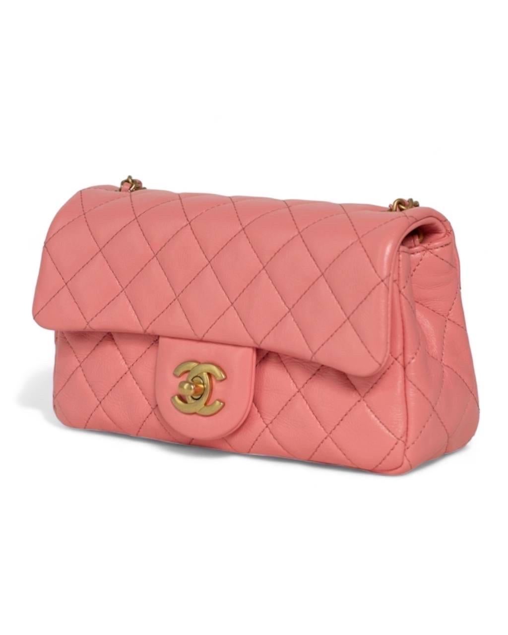 Pink Chanel Mini Flap Pearl Crush Pelle Rosa Borsa a Tracolla For Sale