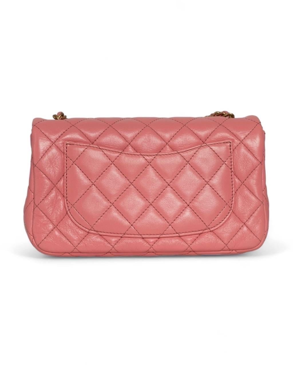 Chanel Mini Flap Pearl Crush Pelle Rosa Borsa a Tracolla For Sale 2