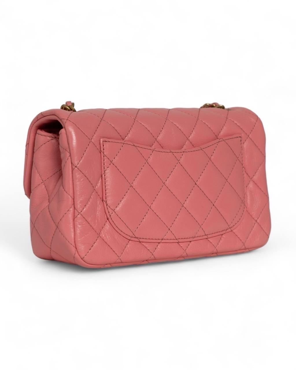 Chanel Mini Flap Pearl Crush Pelle Rosa Borsa a Tracolla For Sale 3