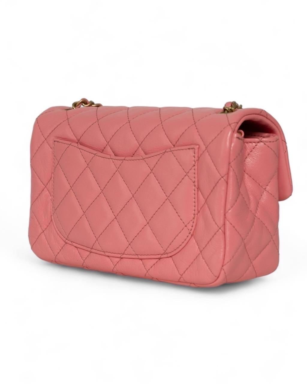 Chanel Mini Flap Pearl Crush Pelle Rosa Borsa a Tracolla For Sale 4
