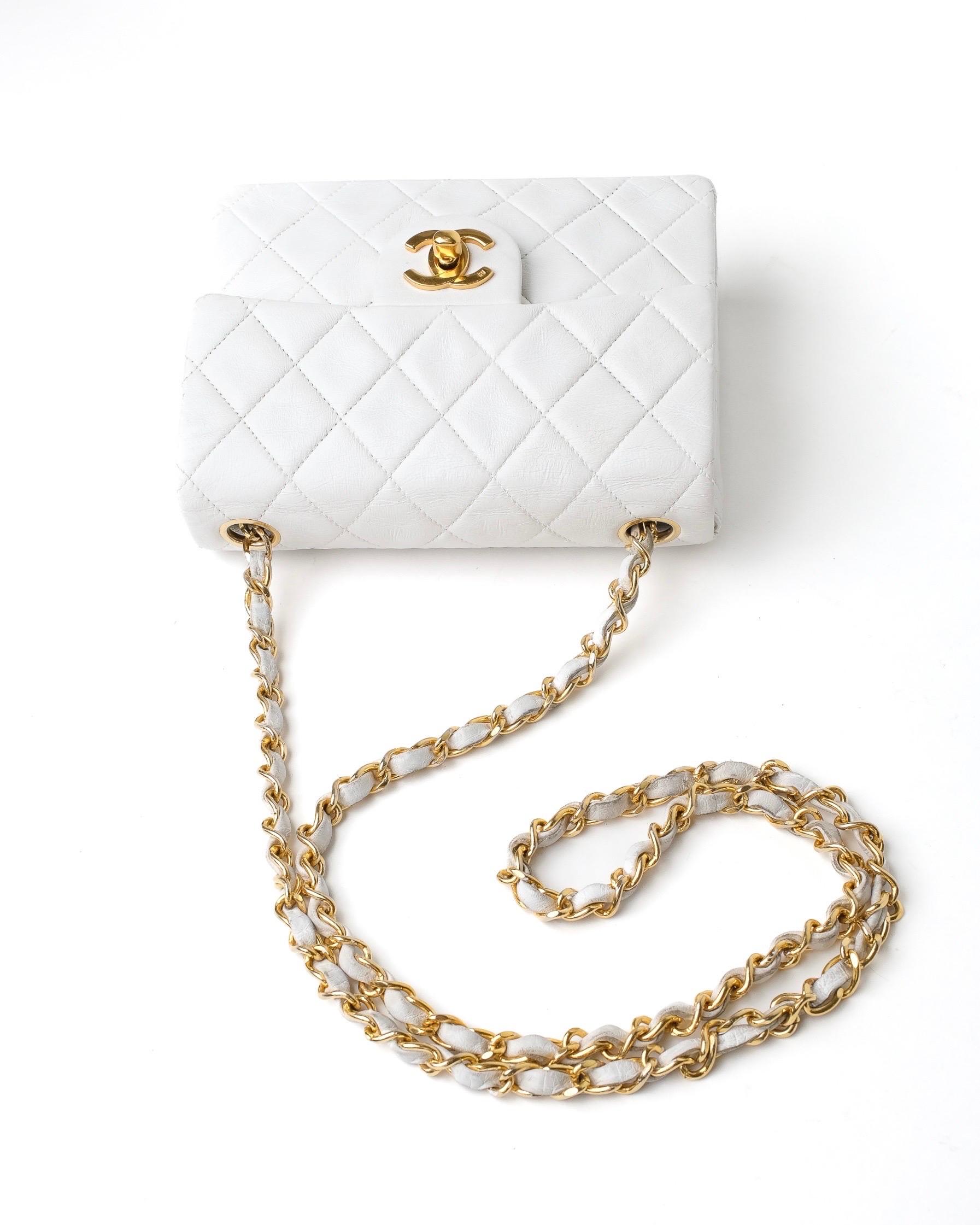 Chanel Mini Flap Timeless Bianca Borsa A Spalla  For Sale 9