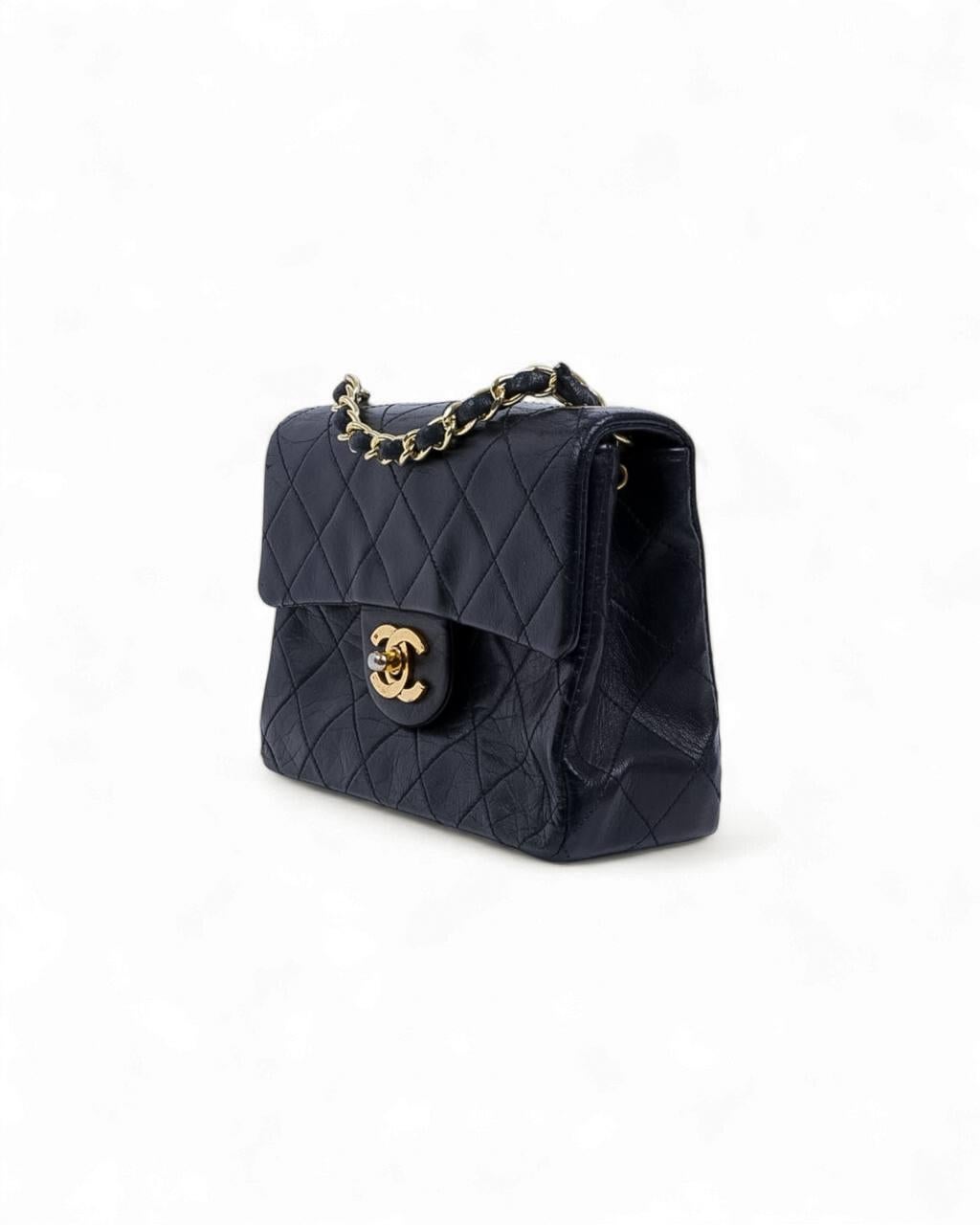 Chanel Mini Flap Vintage Negro 90s en venta 1