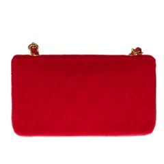 Chanel Mini Full Flap Shoulder bag in red quilted leather and jersey, GHW