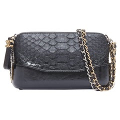 CHANEL Mini Gabrielle scaled leather patent trim double CC WOC crossbody bag