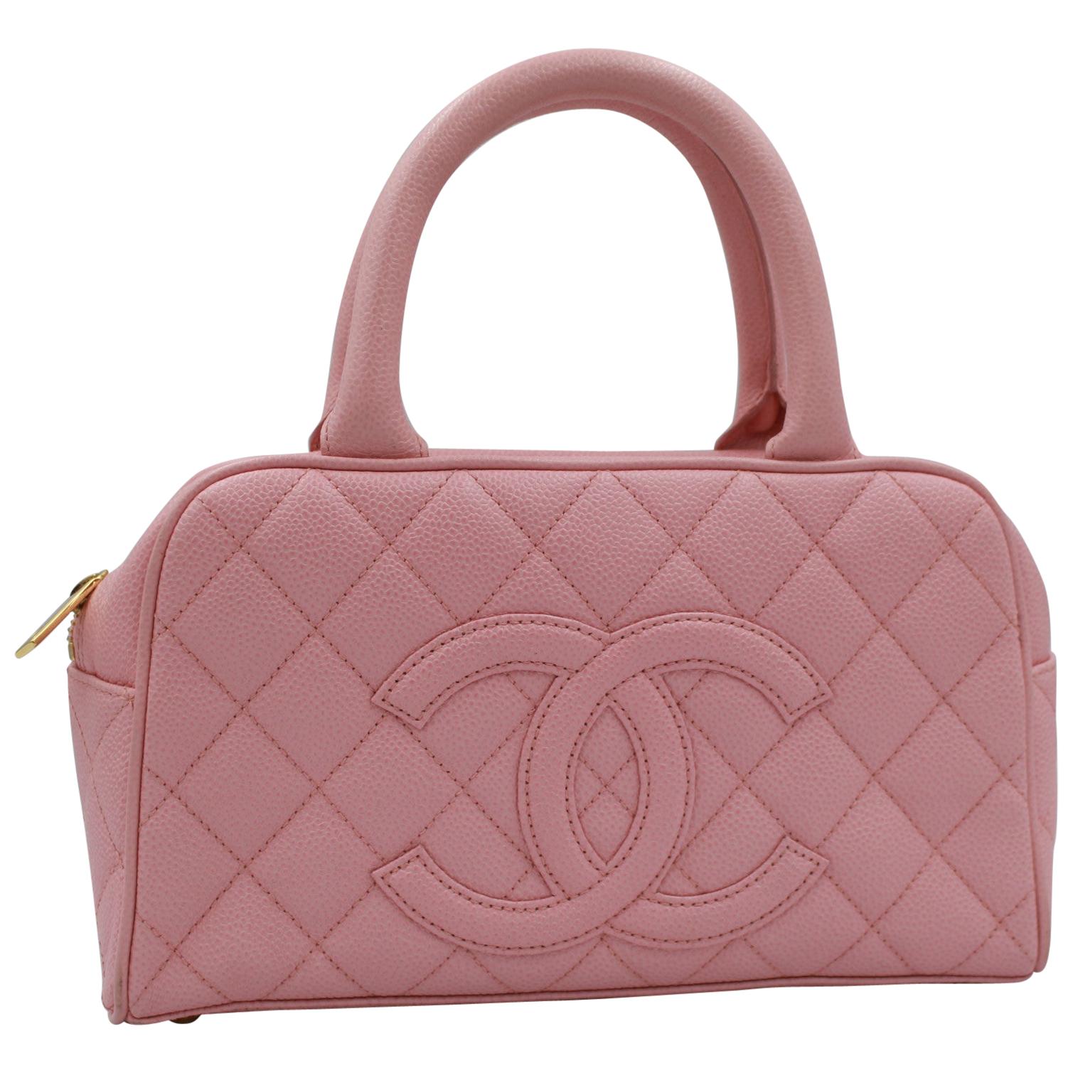 Chanel Mini Handbag  Boston  Quilted Pink Caviar Leather