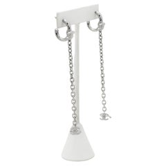 CHANEL Mini Hoop Strass CC Chain Link Ear Cuff Earrings