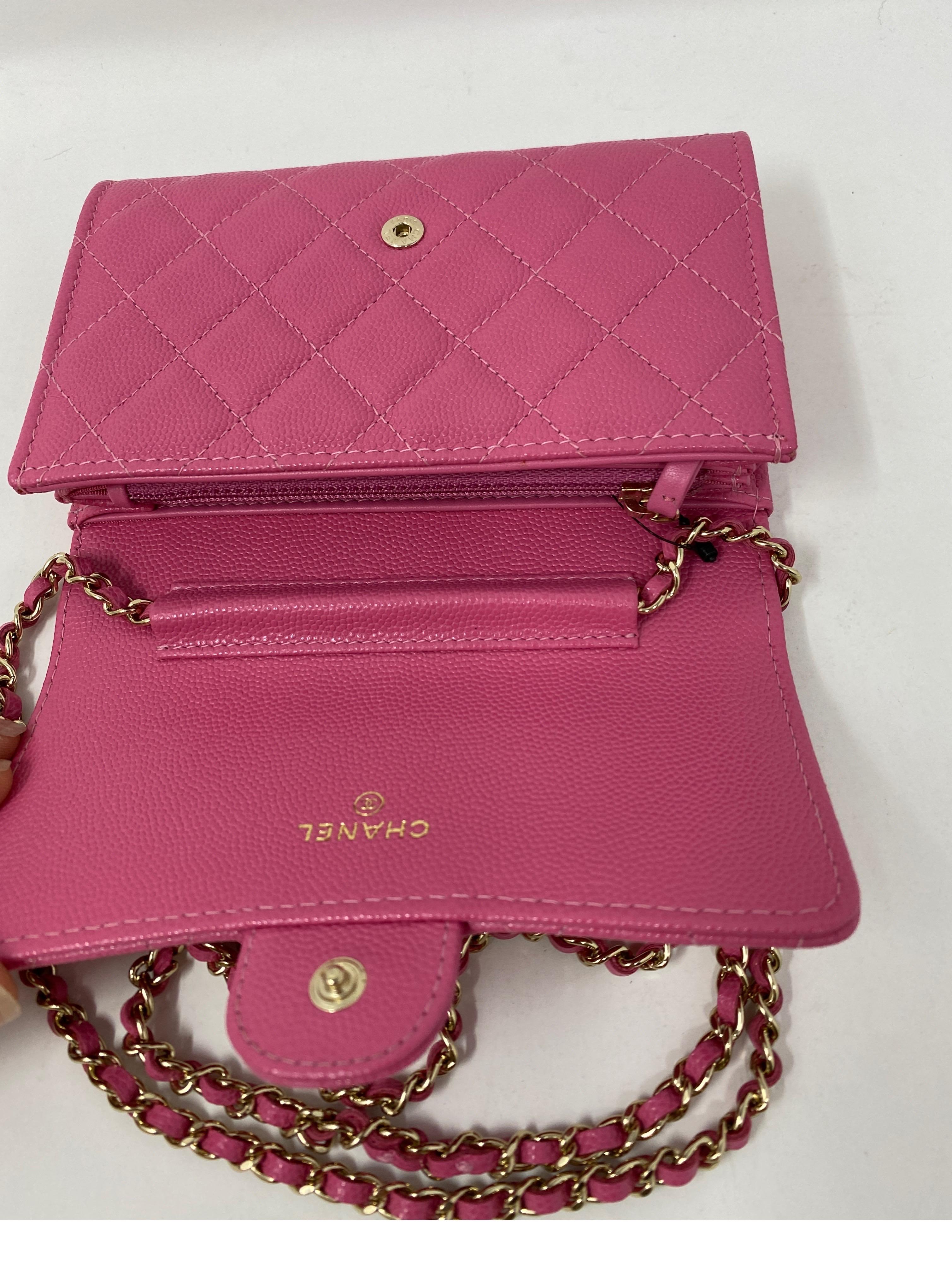 Chanel Mini Hot Pink Wallet On Chain Bag  2
