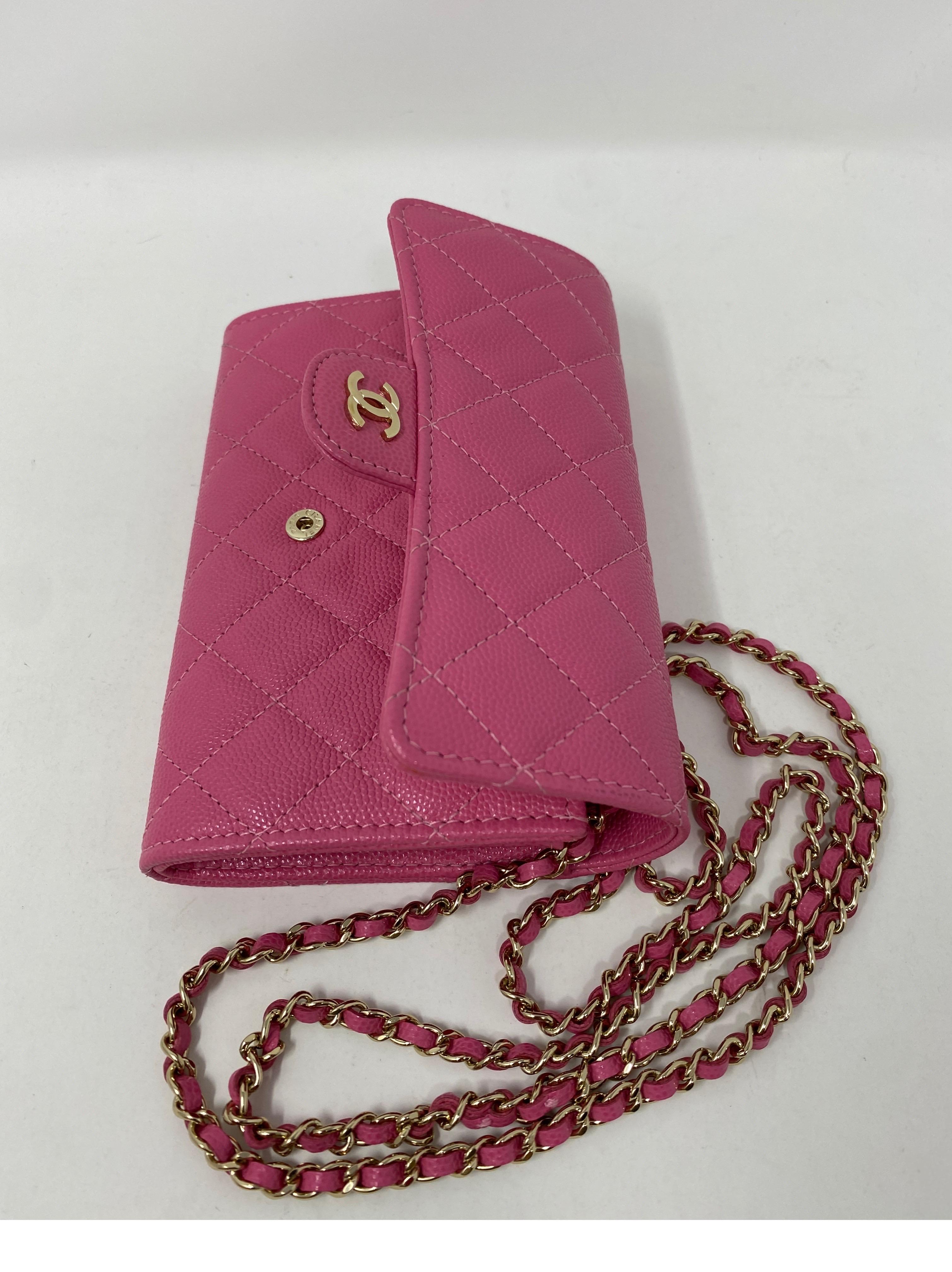 Chanel Mini Hot Pink Wallet On Chain Bag  4