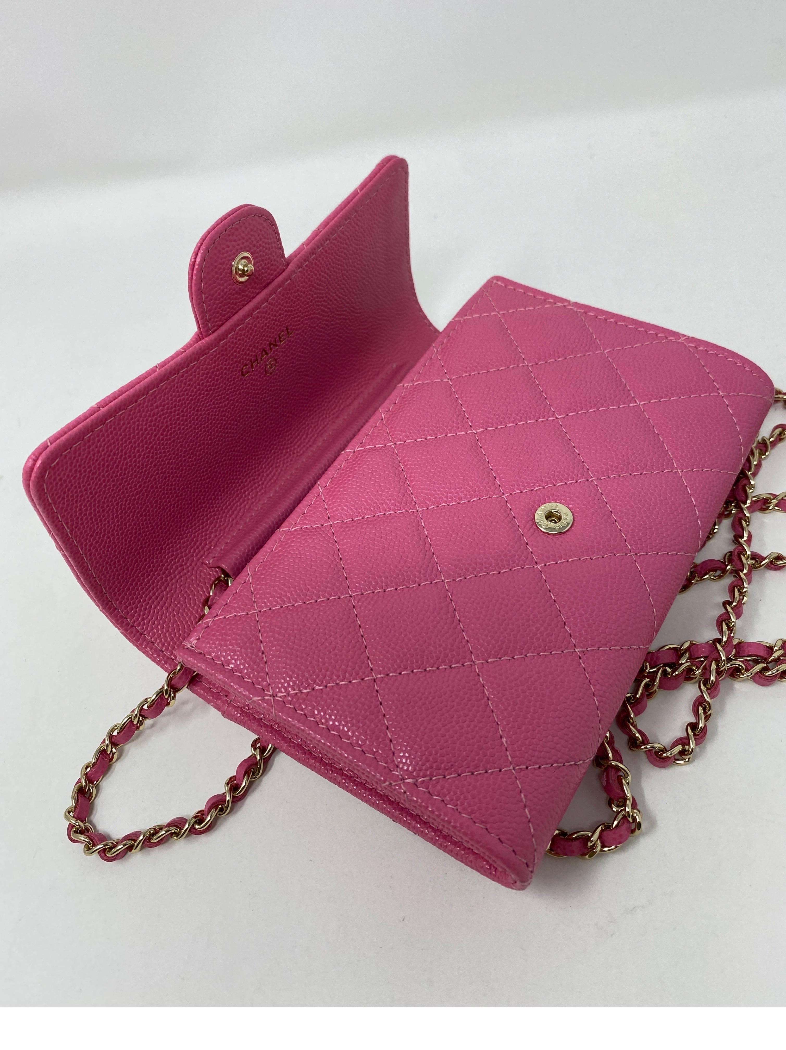 Chanel Mini Hot Pink Wallet On Chain Bag  9