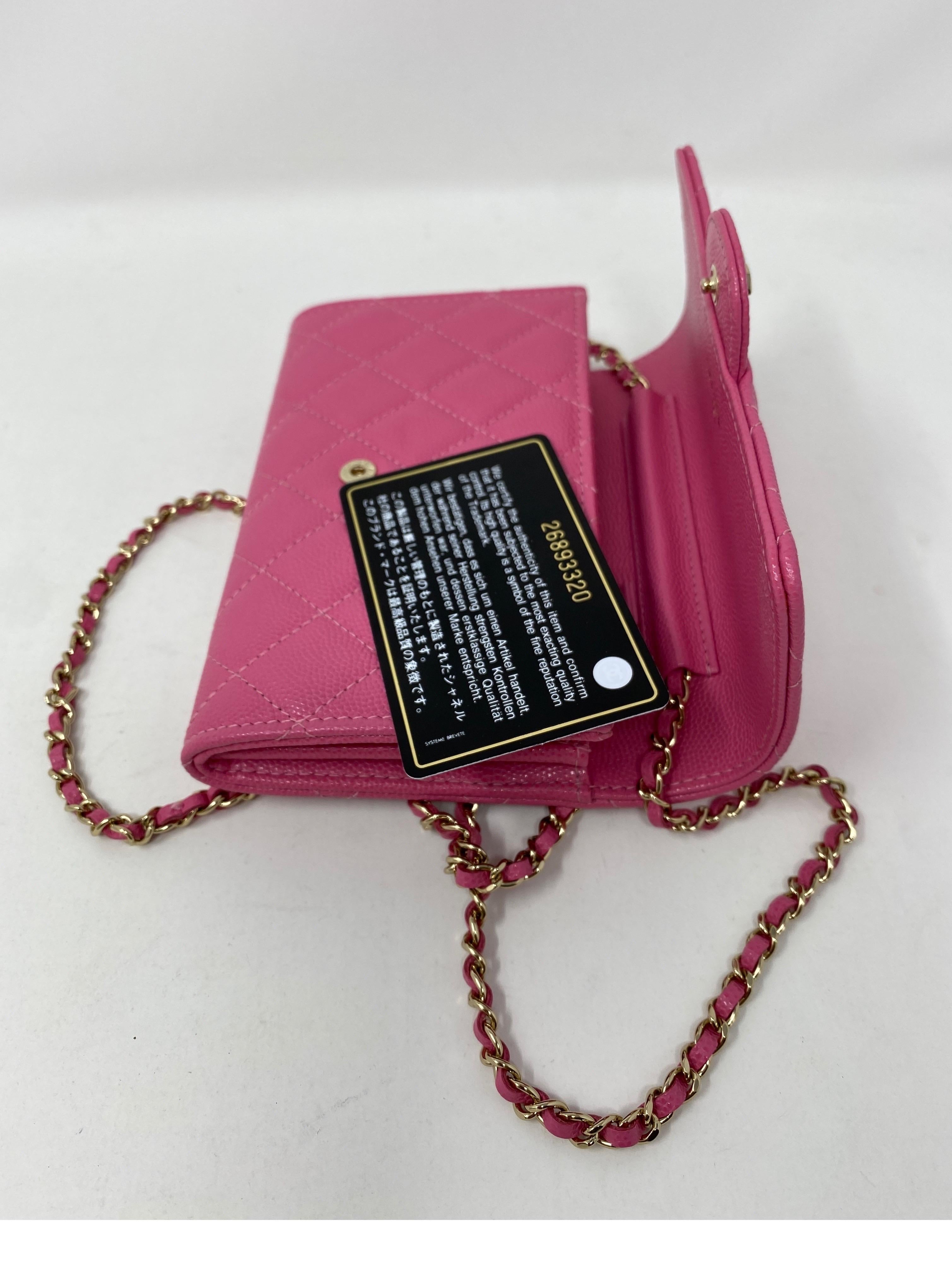 Chanel Mini Hot Pink Wallet On Chain Bag  11