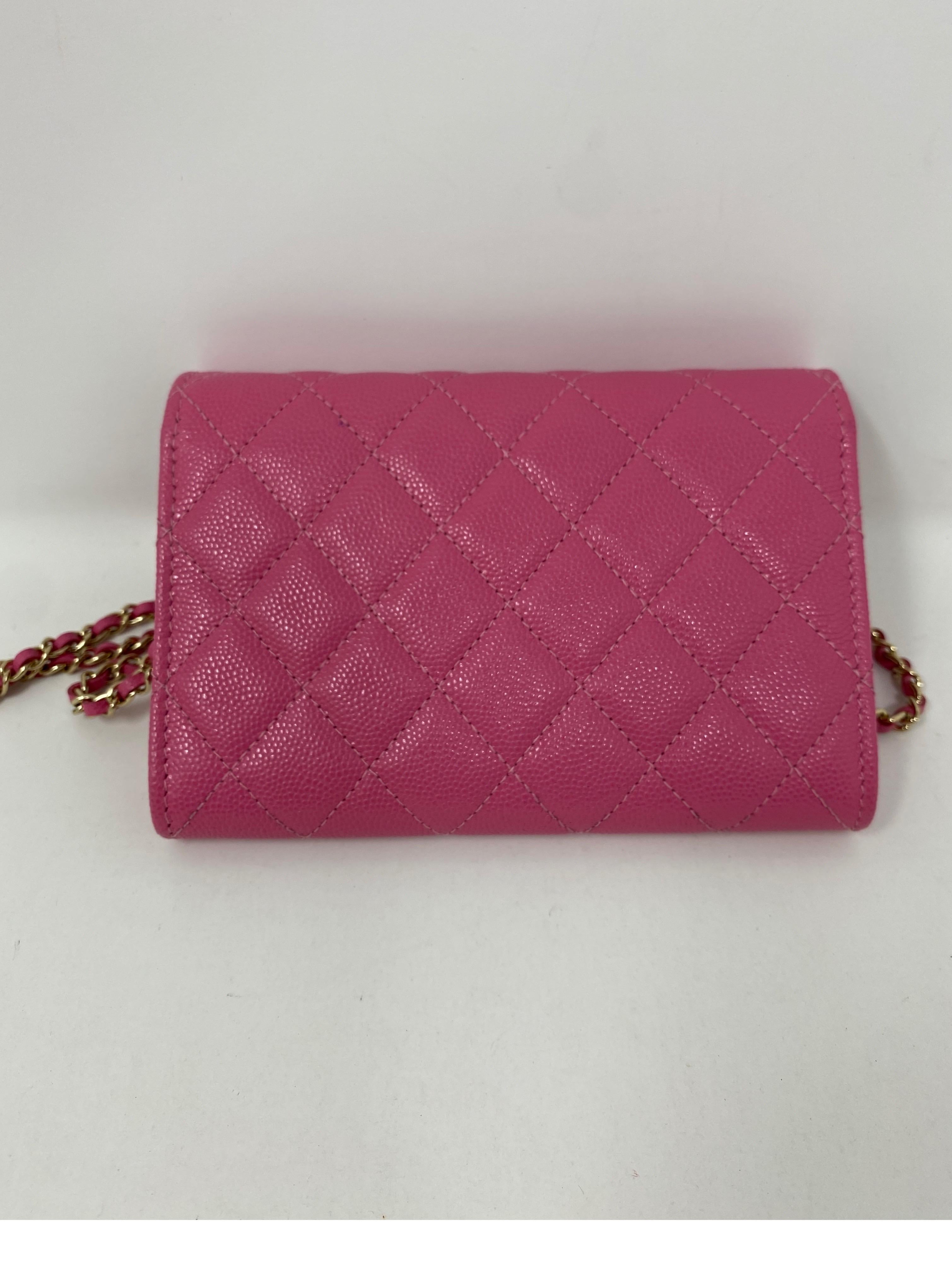 Chanel Mini Hot Pink Wallet On Chain Bag  12