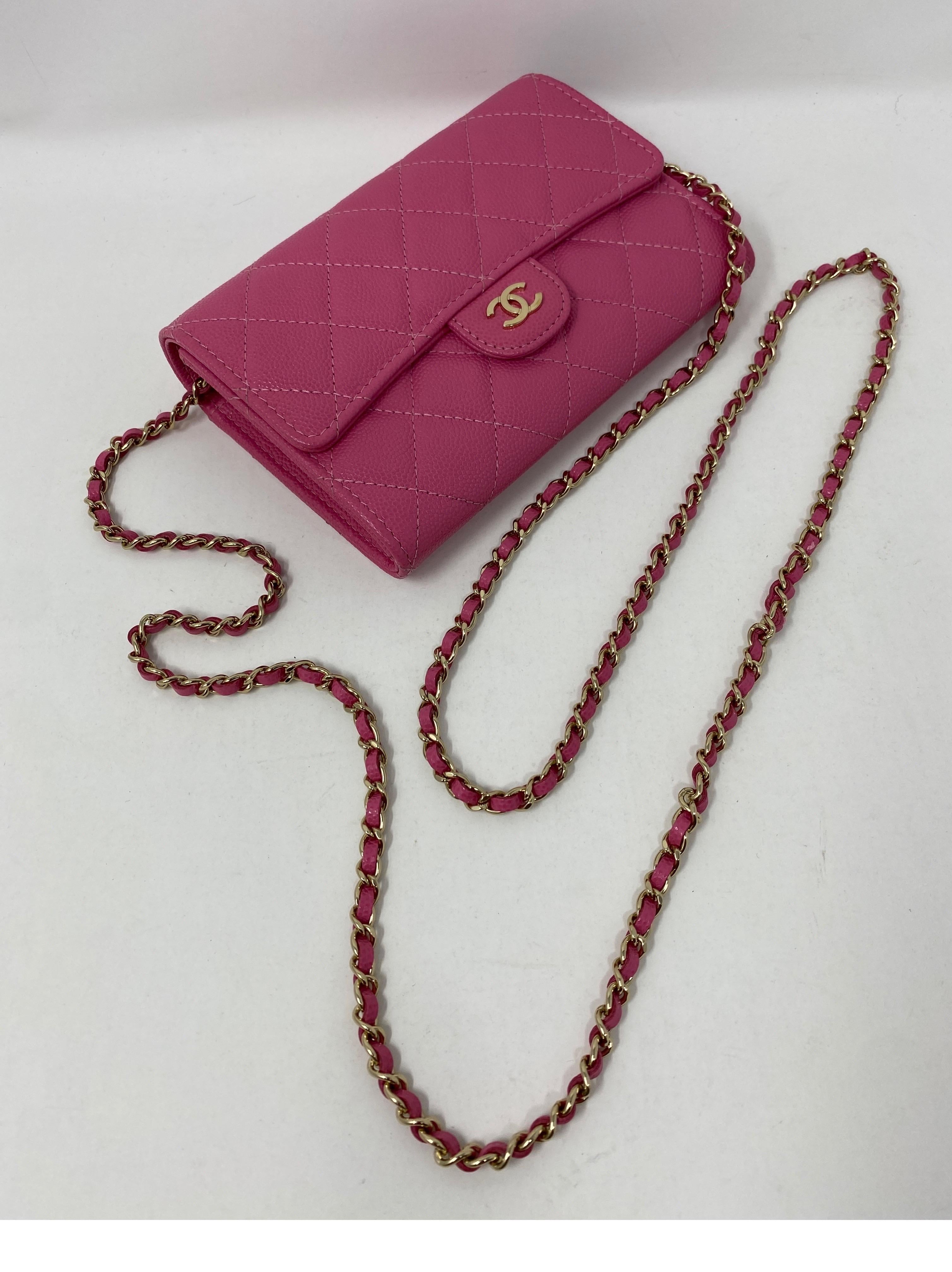 chanel hot pink wallet on chain