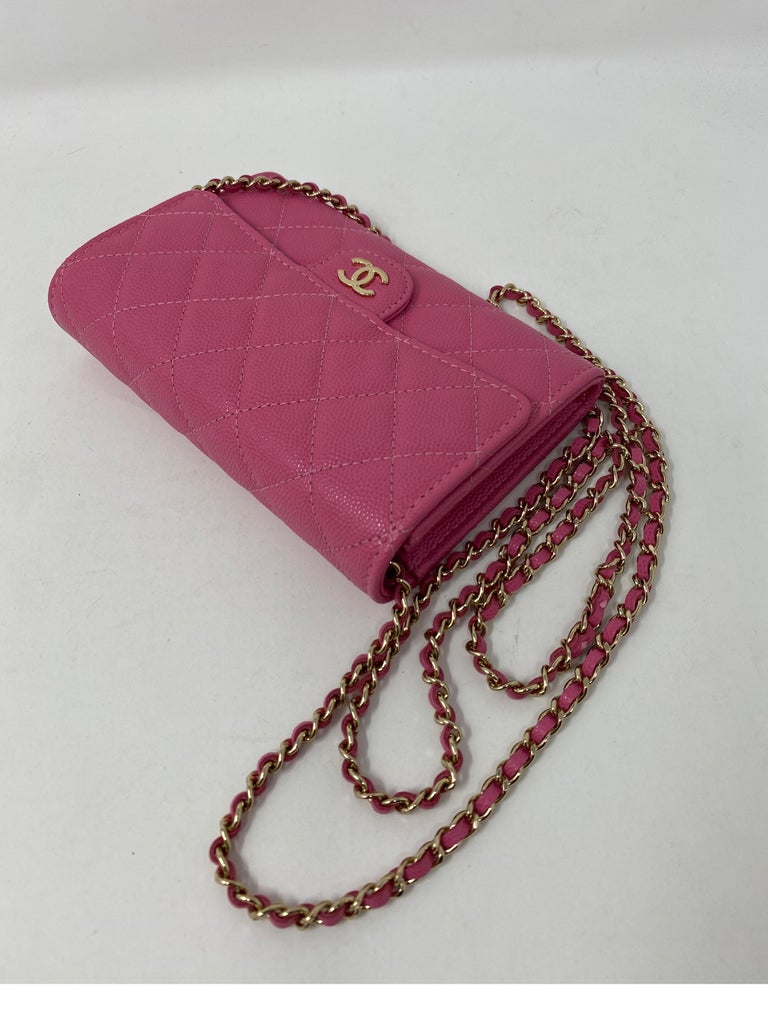 Women's or Men's Chanel Mini Hot Pink Wallet On Chain Bag 