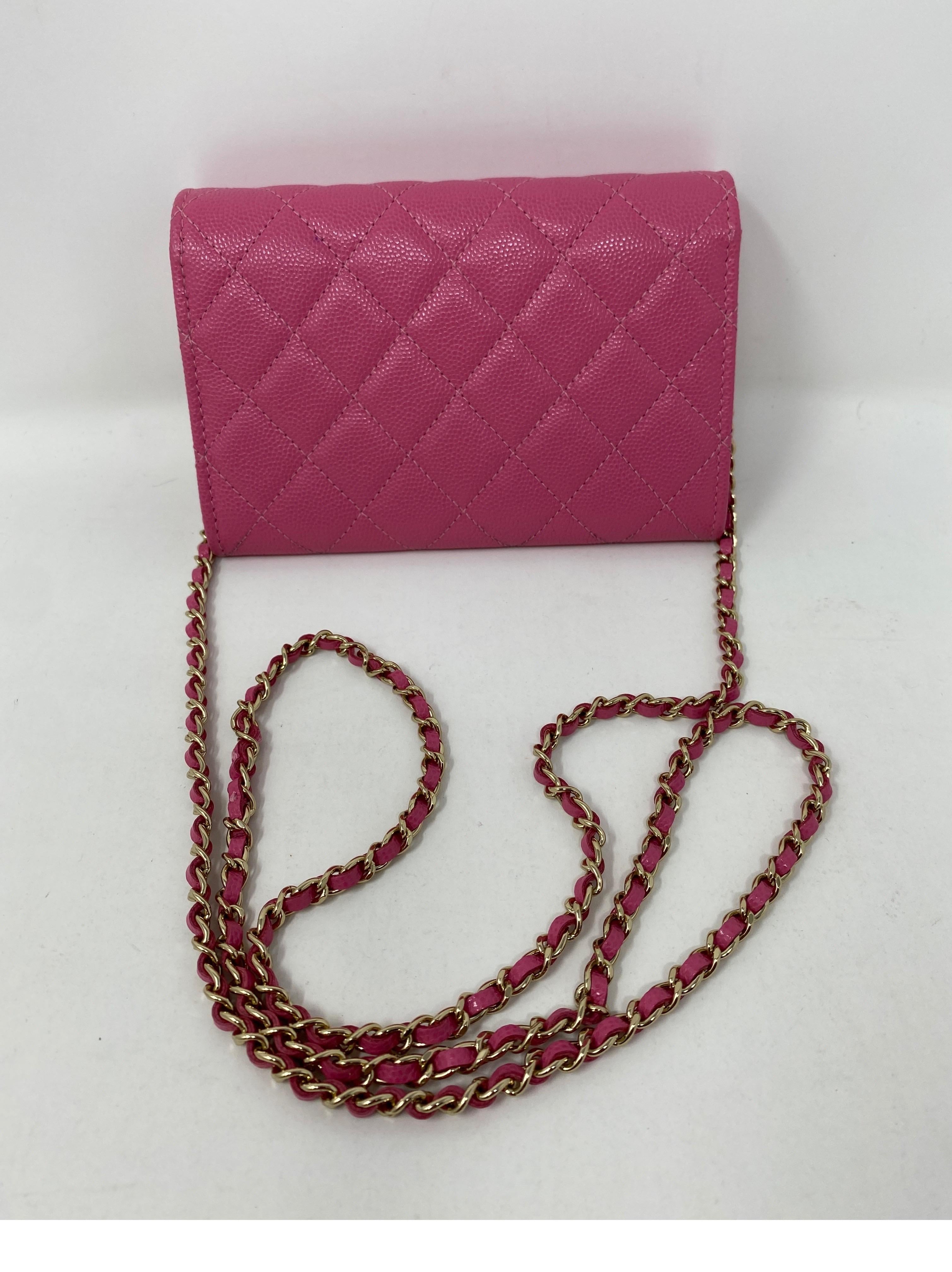 Brown Chanel Mini Hot Pink Wallet On Chain Bag 