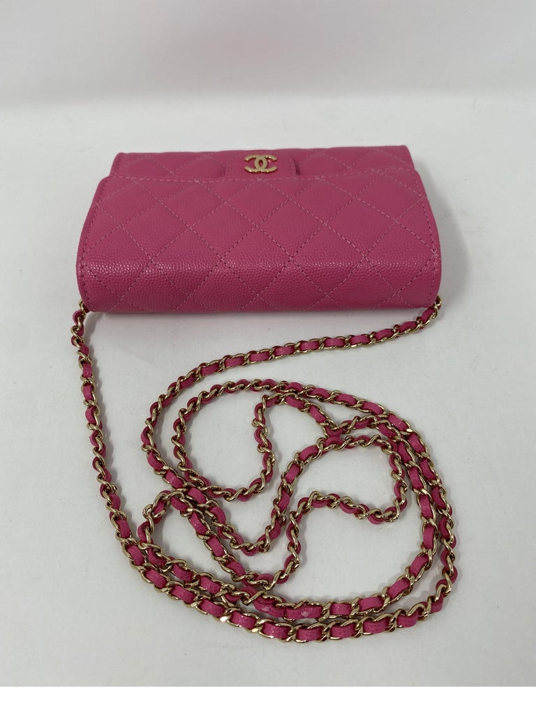 Chanel Mini Hot Pink Wallet On Chain Bag  3