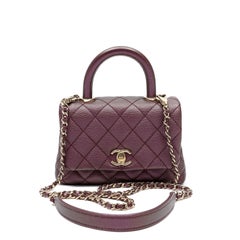 Chanel Mini Iridescent Purple Quilted Caviar Coco Handle Bag