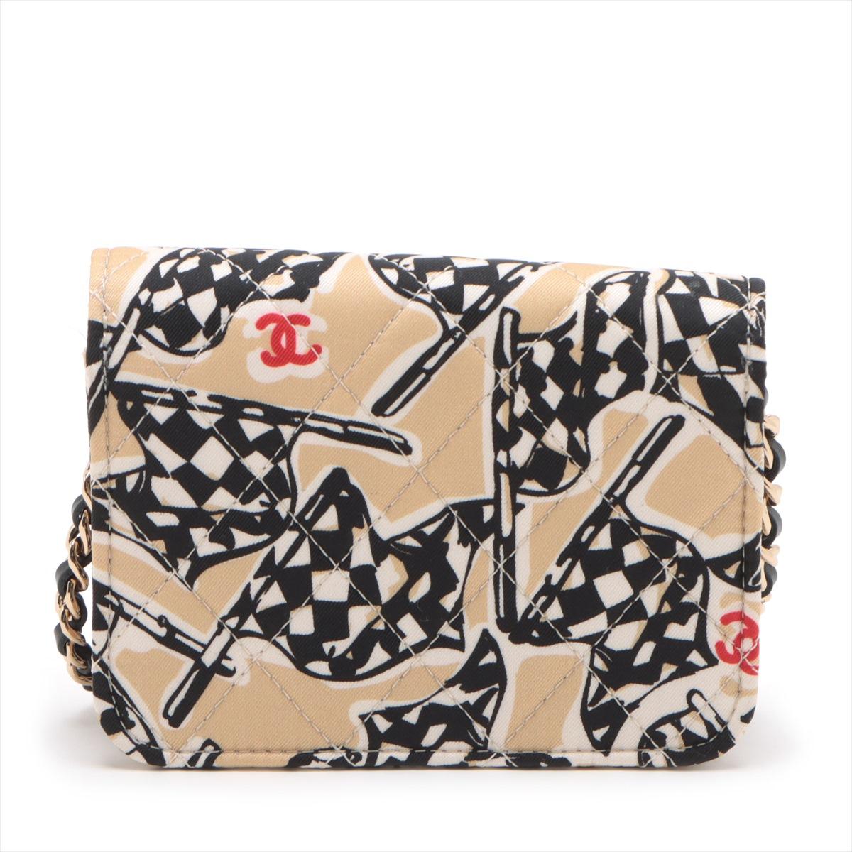 Chanel Mini Matelasse Racer Flag Single Flap Single Chain Bag Beige In Good Condition In Humacao, PR