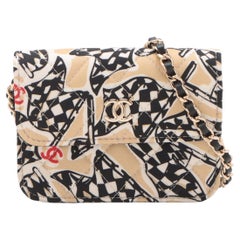 Chanel Mini Matelasse Racer Flag Single Flap Single Chain Bag Beige
