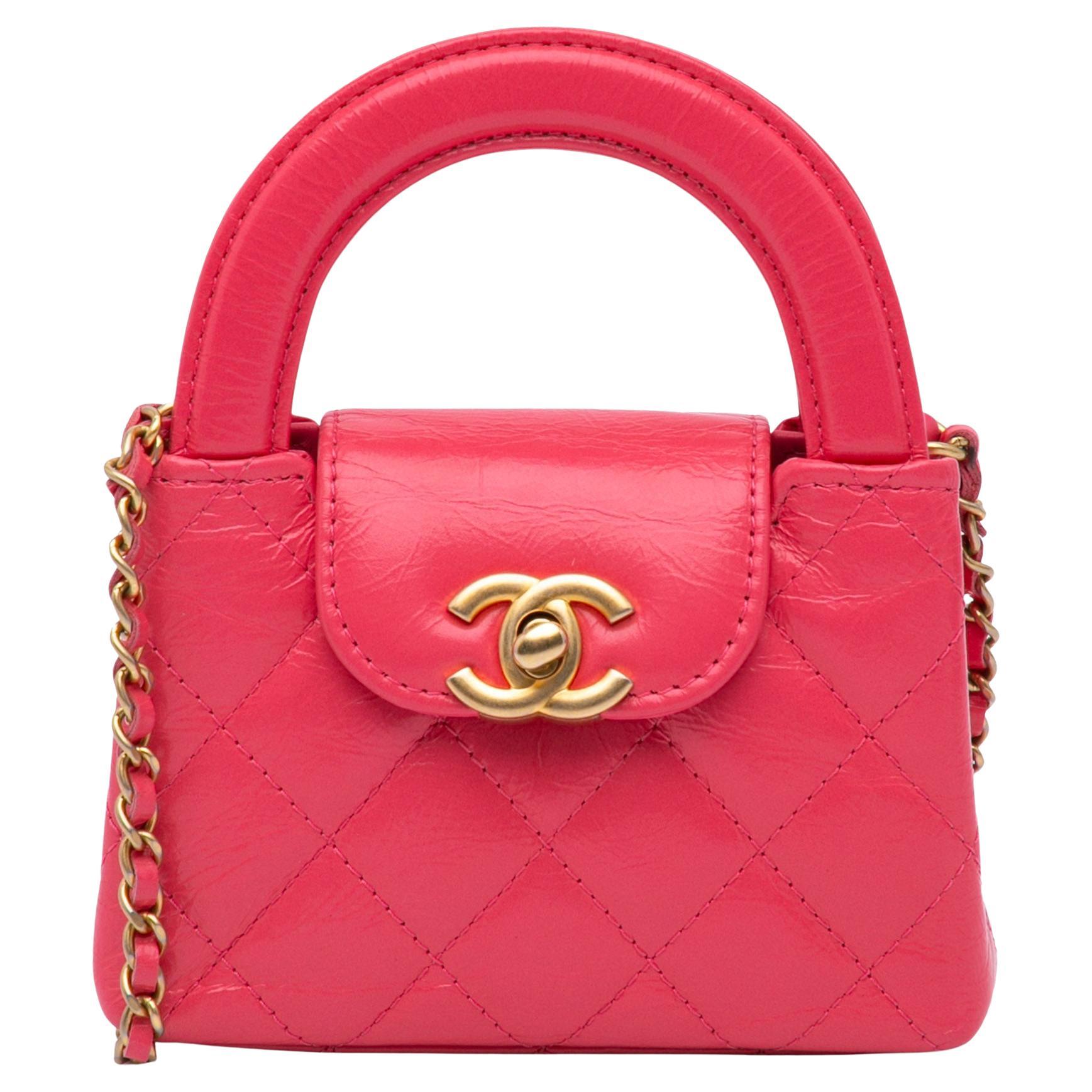 Chanel Mini Nano Aged Calfskin Kelly Shopper Bag For Sale