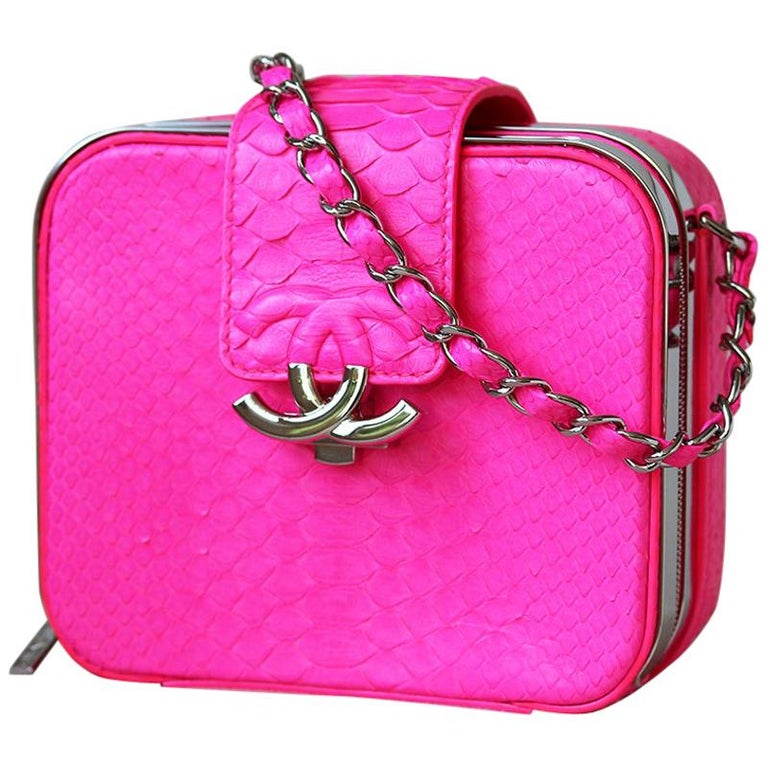 Chanel Mini Python CC Camera Case Bag at 1stDibs | camera case bag, pink chanel box bag, chanel pink box