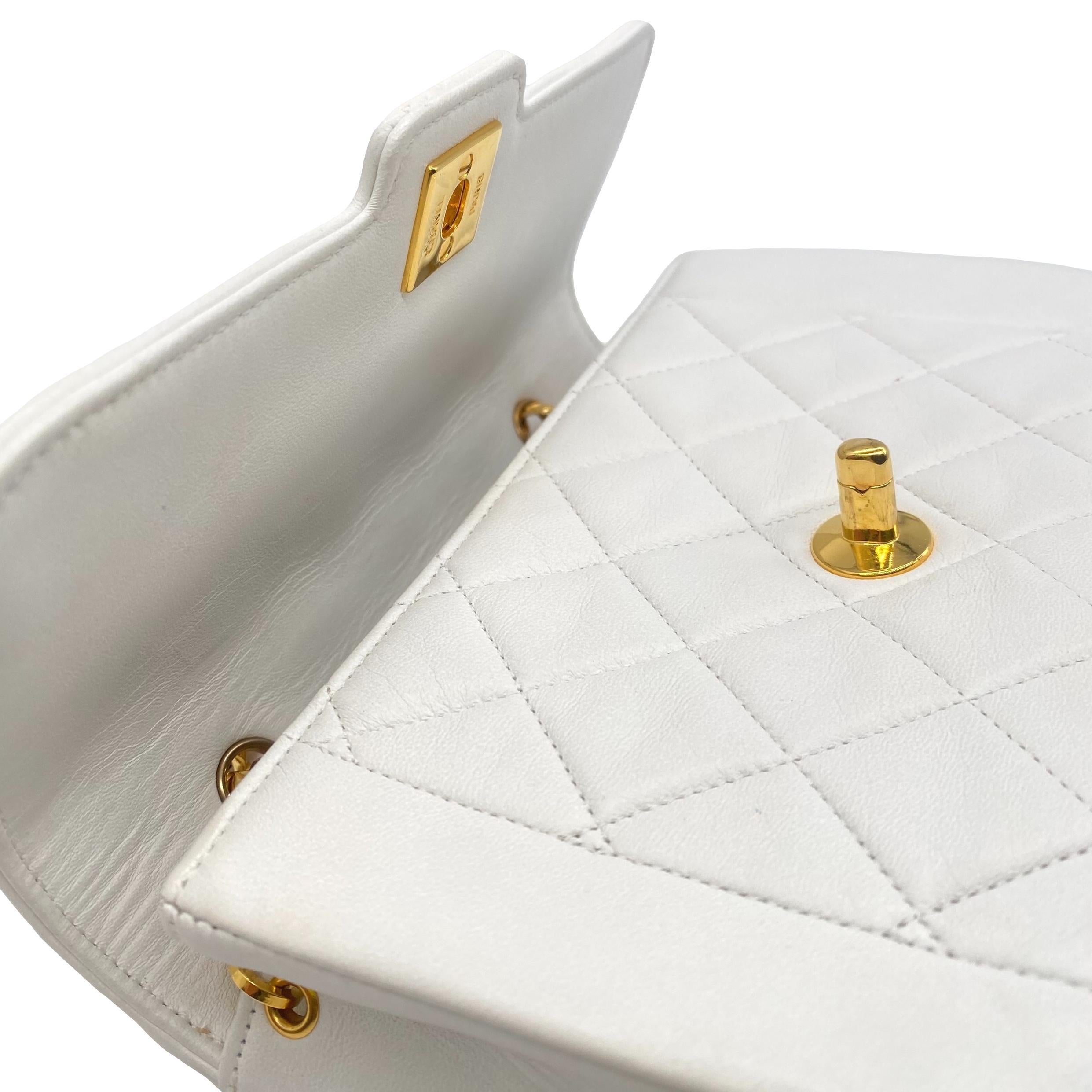 Chanel Mini Quilted White Lambskin Flap Bijoux Chain Shoulder Bag, 1991 - 1994. 2