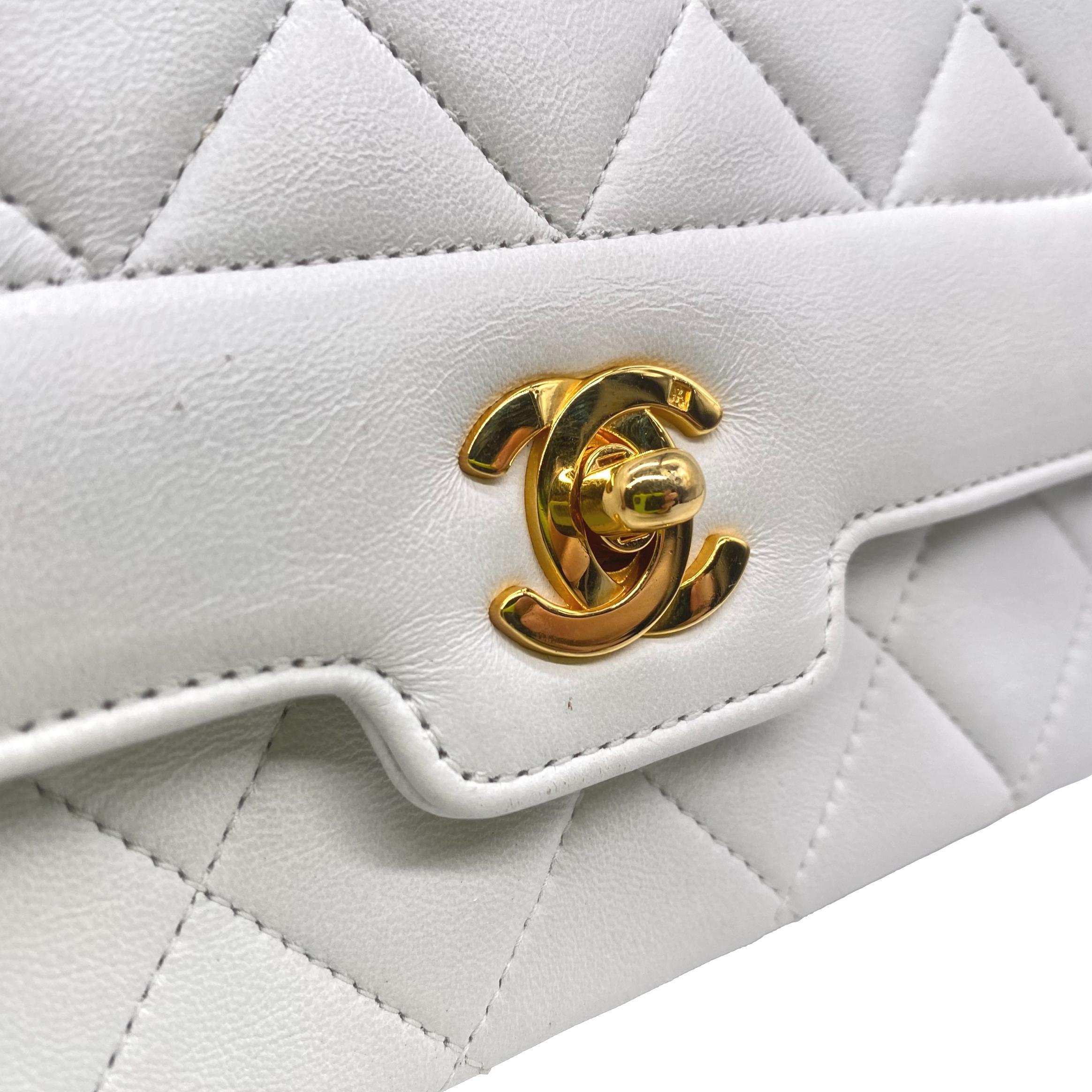 Chanel Mini Quilted White Lambskin Flap Bijoux Chain Shoulder Bag, 1991 - 1994. 4