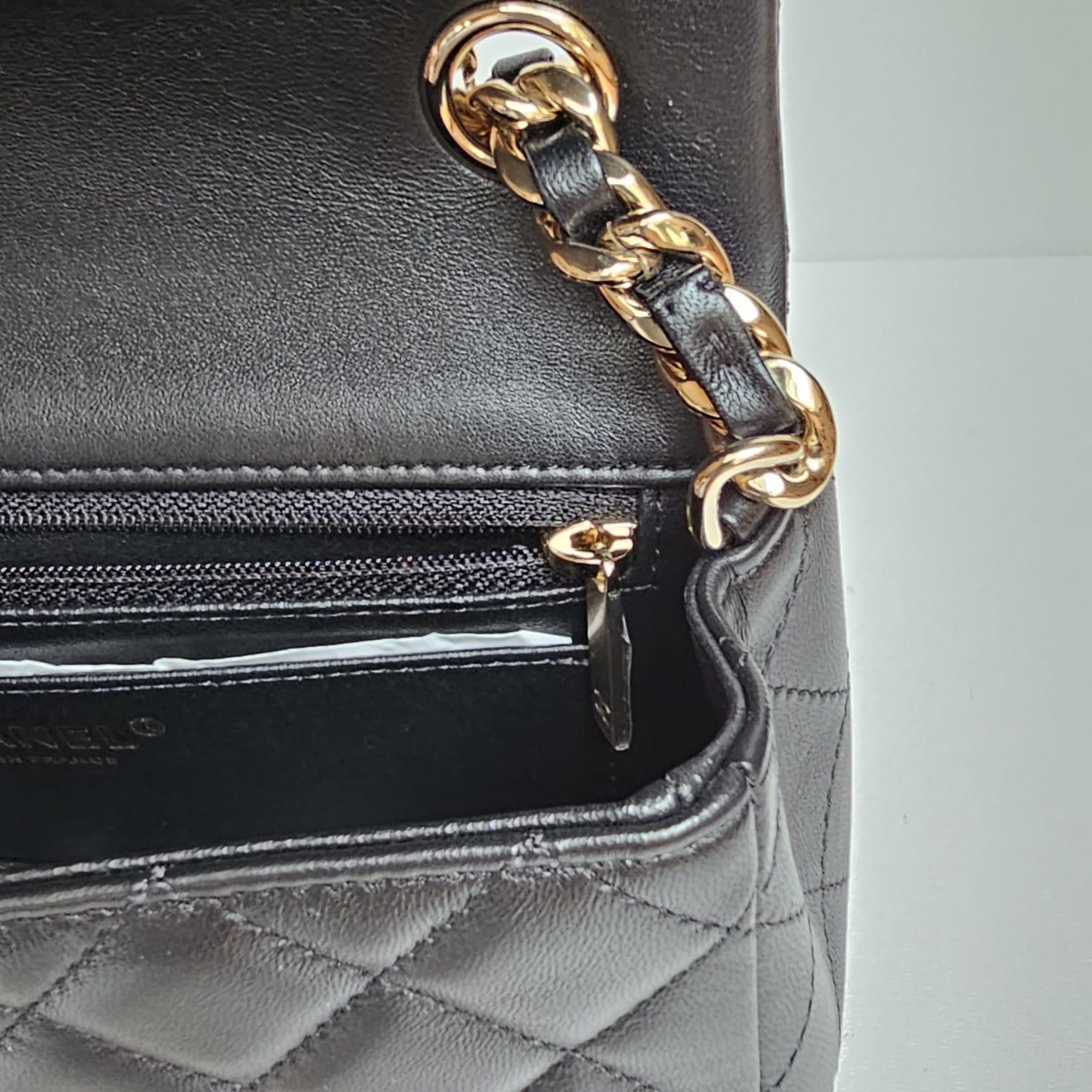 Chanel Mini Rectangle Black Lambskin Charm Flap Bag 8