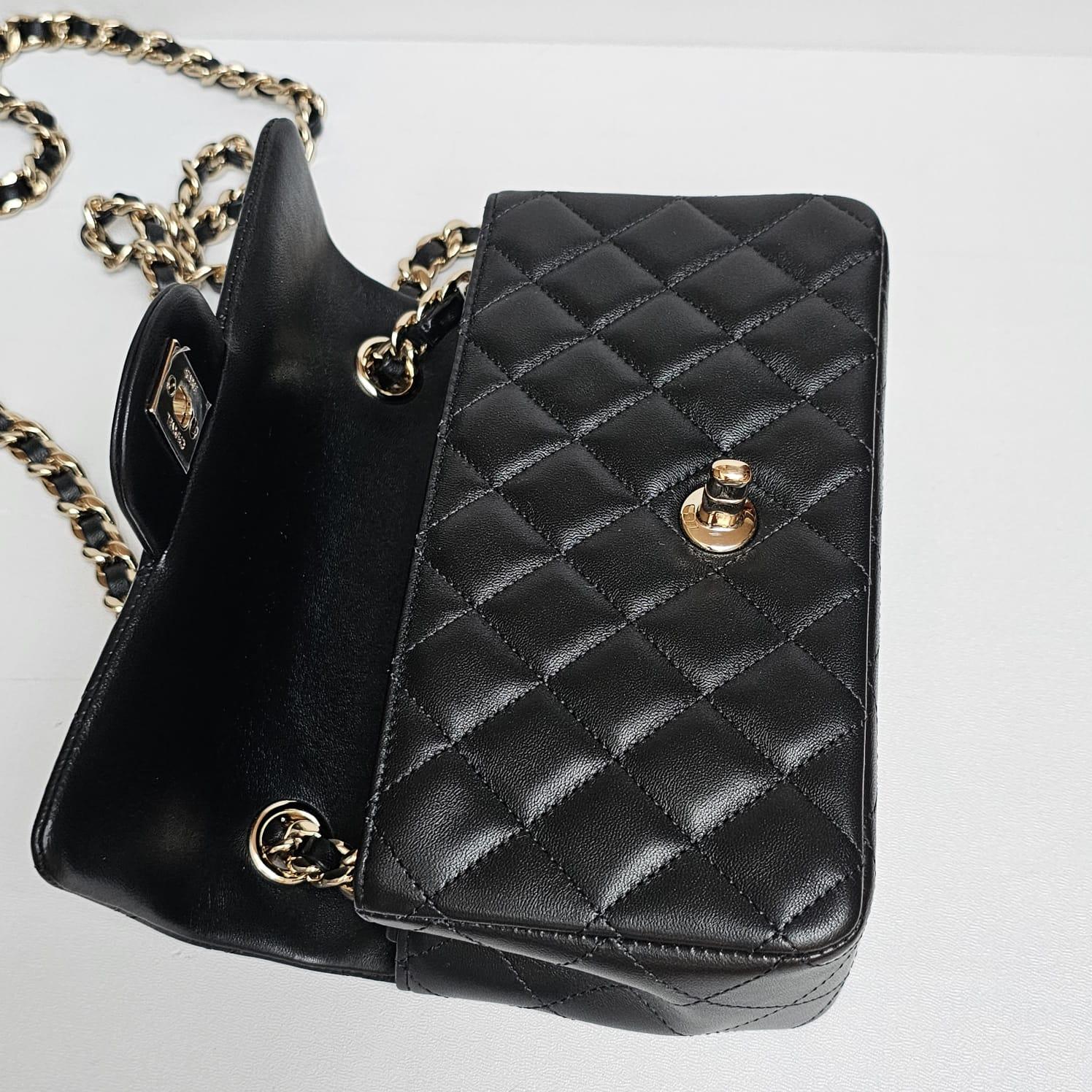 Chanel Mini Rectangle Black Lambskin Charm Flap Bag In Excellent Condition In Jakarta, Daerah Khusus Ibukota Jakarta