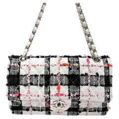Chanel Medium Classic Double Flap Multicolor Tweed Neon Accents w/Silver HW