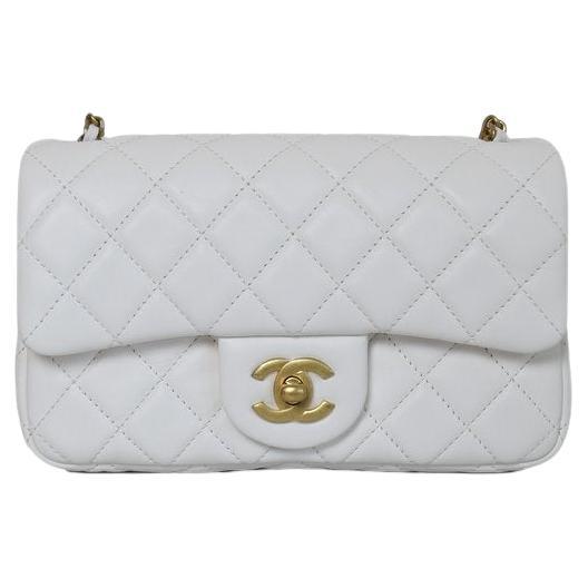 Chanel 2023 Black Lambskin Quilted Rectangular CC Pearl Crush Mini Flap Bag  For Sale at 1stDibs