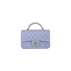 Chanel Mini Rectangular Flap Bag With Top Handle Chain Light Purple