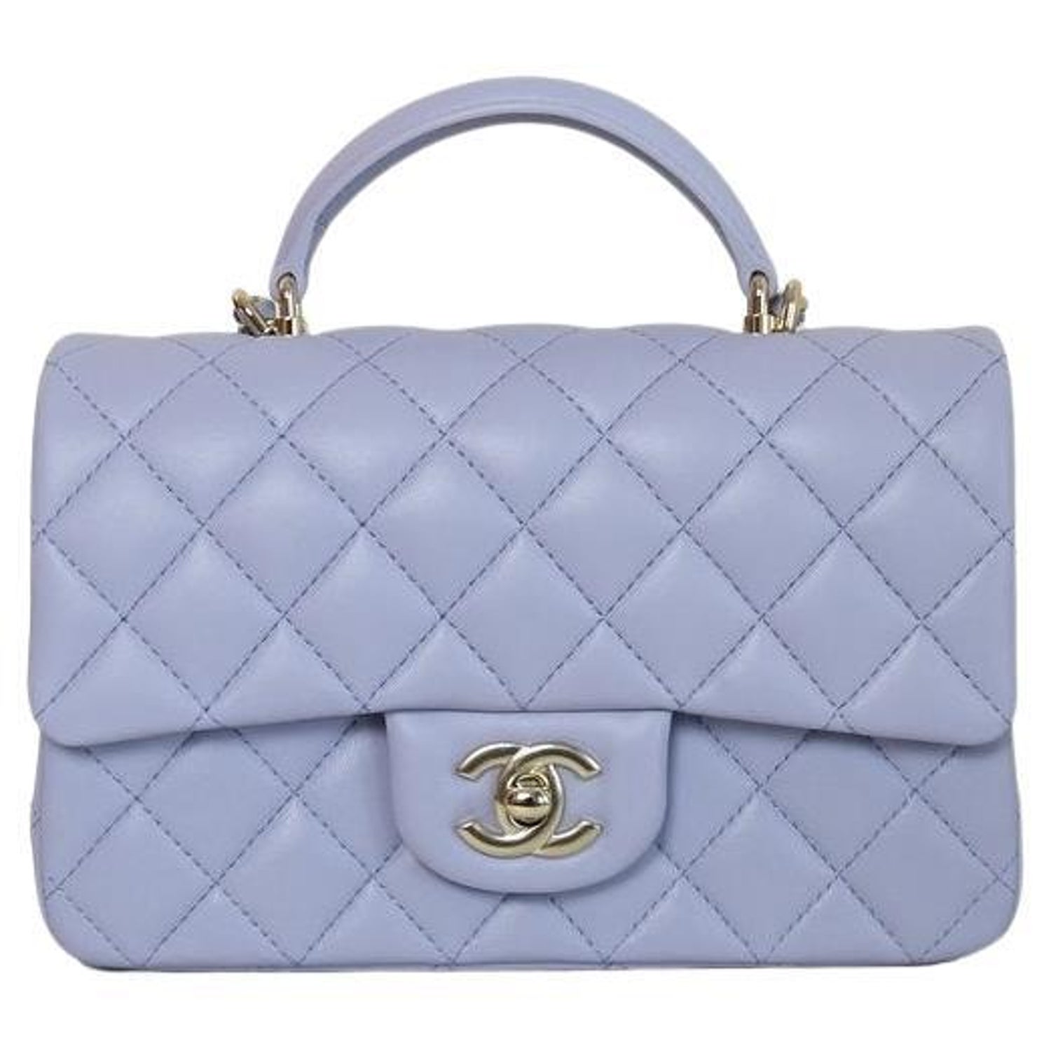 Chanel Mini Rectangular Flap Bag With Top Handle Chain Light Purple For  Sale at 1stDibs | chanel mini top handle flap bag, chanel lavender bag,  purple chanel bag