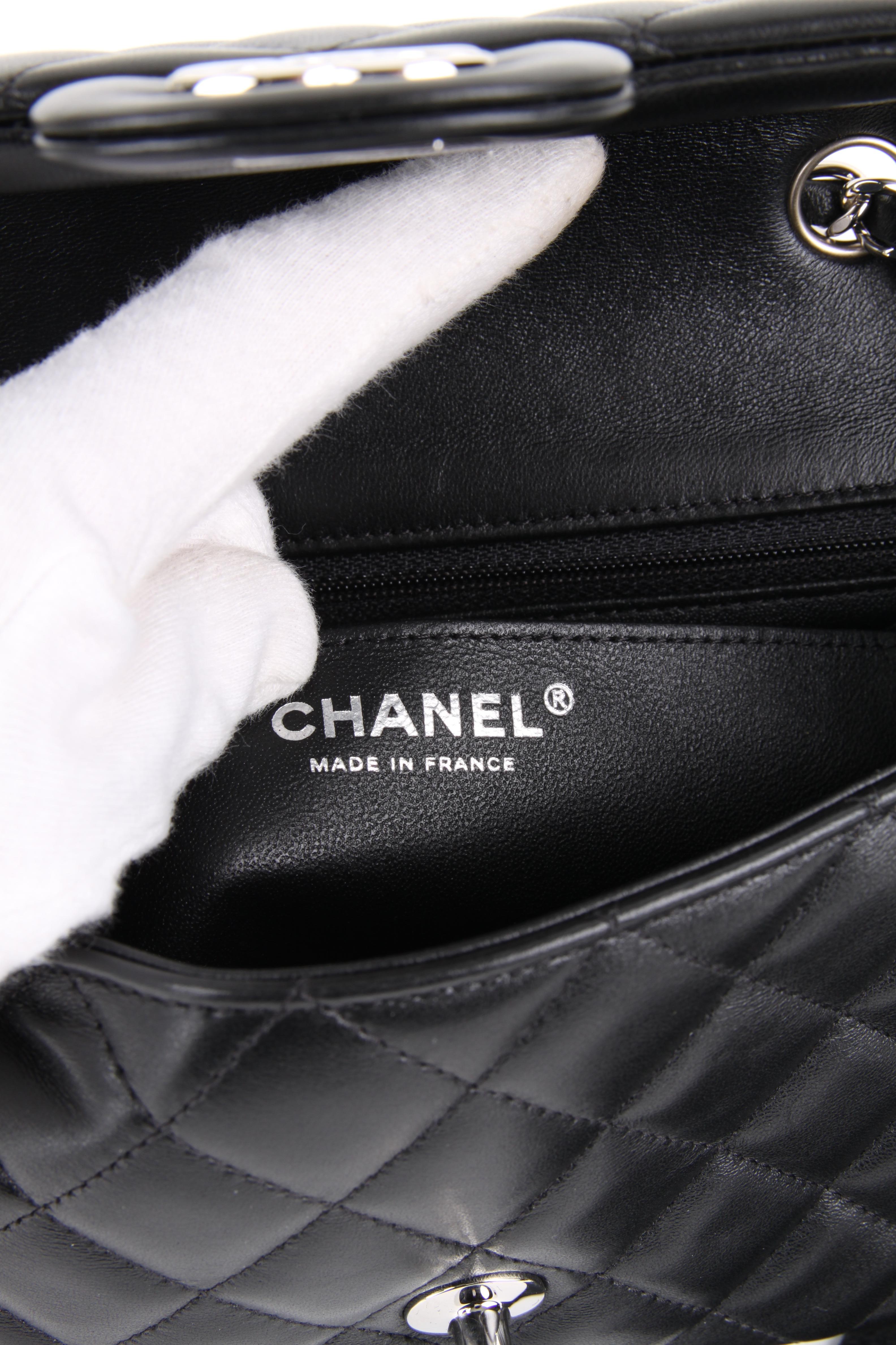 Women's or Men's Chanel Mini Rectangular Lambskin Silver Hardware 2019