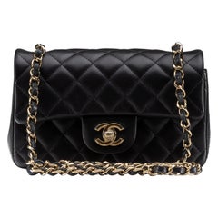 Chanel Mini Rectangular NEW Black Champagne Hardware Lambskin