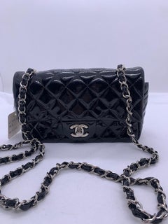 Chanel Mini Rectangular Patent Leather Silver HW Bag