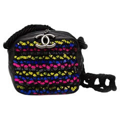 Chanel Mini Sequin Rainbow Lambskin Leather Quilted Camera Crossbody Tote