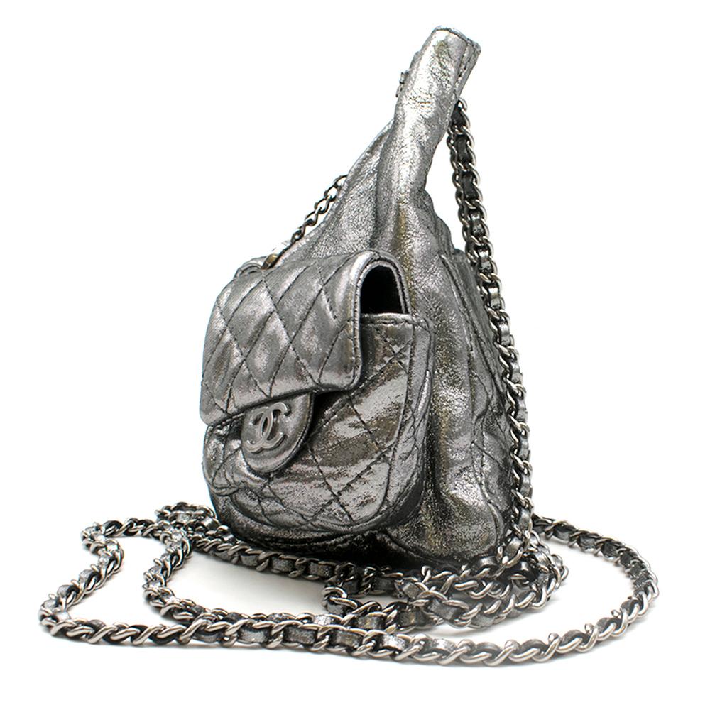 chanel silver backpack