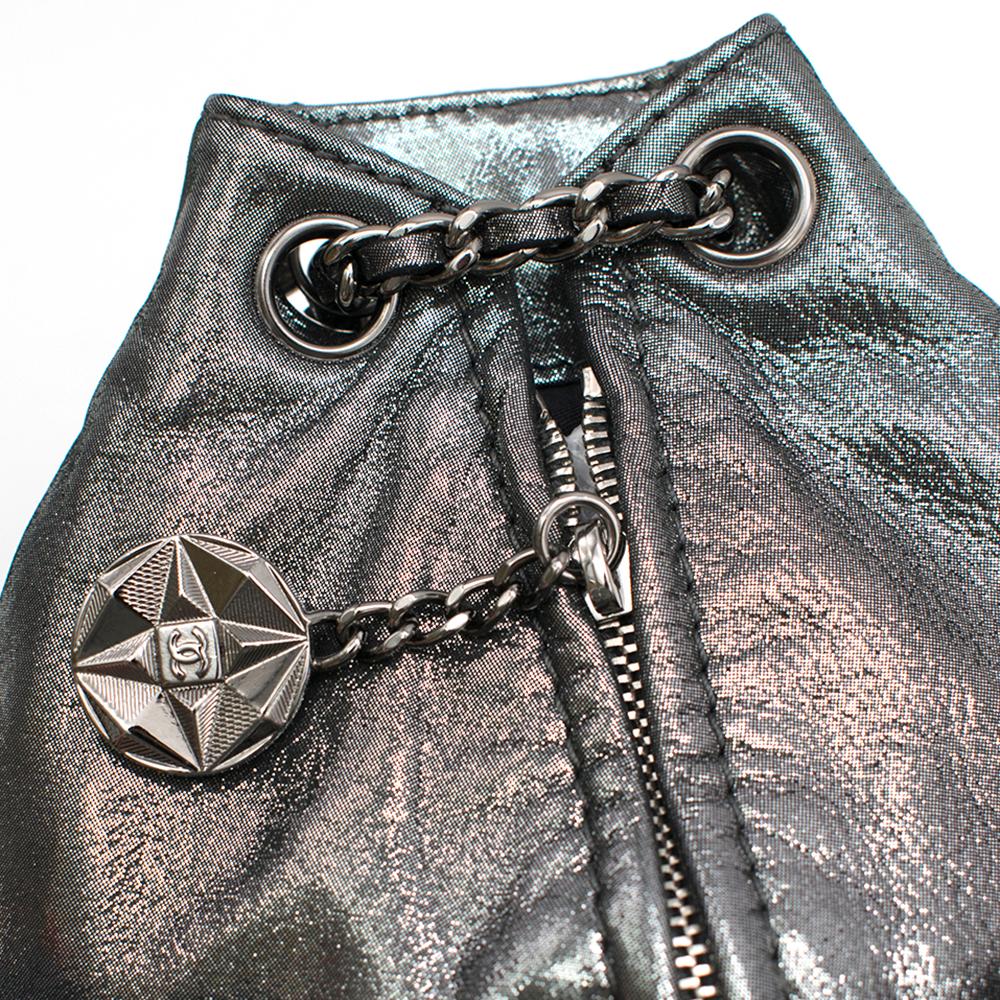 Women's Chanel Mini Silver Split-Zip Backpack	 For Sale