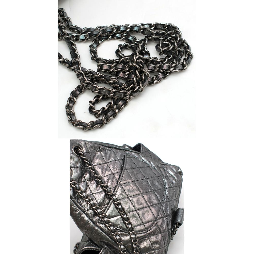 Chanel Mini Silver Split-Zip Backpack	 For Sale 1