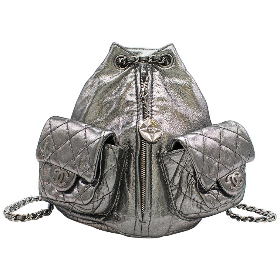 mini silver backpack