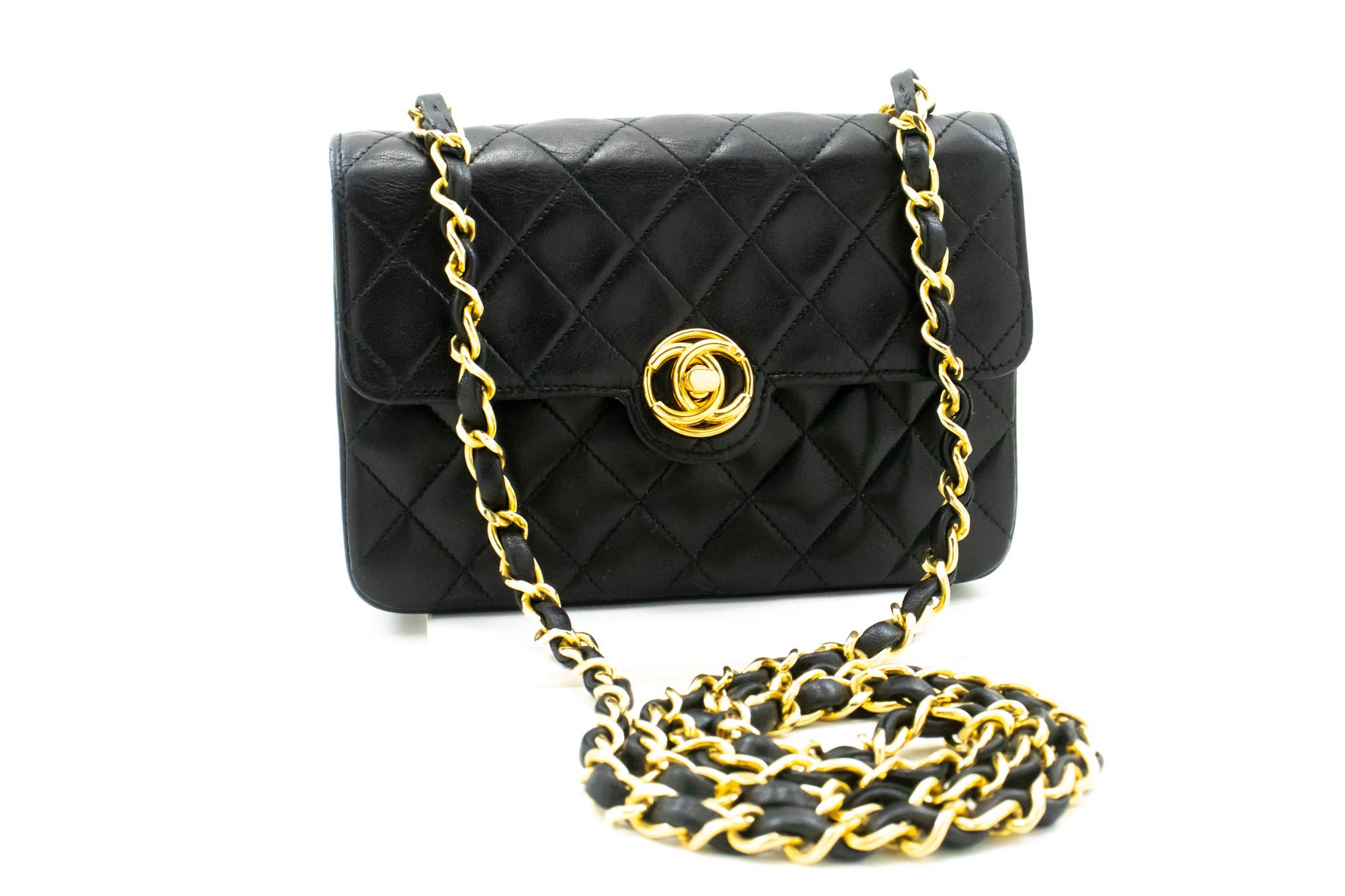An authentic CHANEL Mini Small Chain Shoulder Bag Crossbody Black Quilted Flap. The color is Black. The outside material is Leather. The pattern is Solid. This item is Vintage / Classic. The year of manufacture would be 1989-1991.
Conditions &